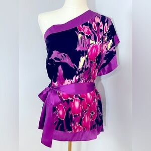 Bebe Silk One Shoulder Blouse